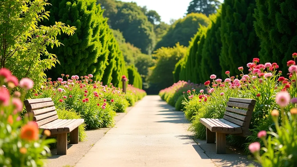 Vibrant botanical garden with colorful flowers and accessible walkways in Galway