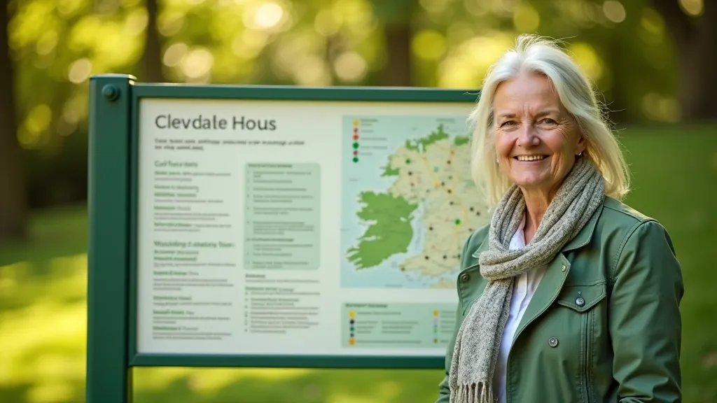 Garden visitor information board with map and opening hours posted clearly